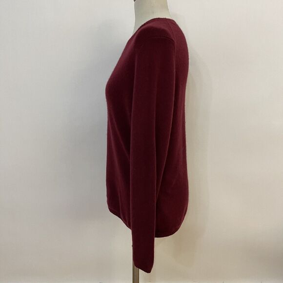 Prive Sweater Large Maroon Wine Red 100% Cashmere - Picture 2 of 8